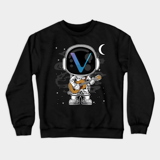 Astronaut Guitar Vechain VET Coin To The Moon Crypto Token Cryptocurrency Blockchain Wallet Birthday Gift For Men Women Kids Crewneck Sweatshirt by Thingking About